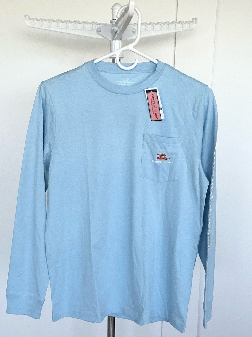 Vineyard Vines Light Blue Firefighter Long-Sleeve Pocket Tee